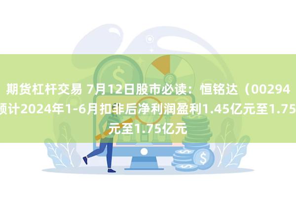 期货杠杆交易 7月12日股市必读：恒铭达（002947）预计2024年1-6月扣非后净利润盈利1.45亿元至1.75亿元