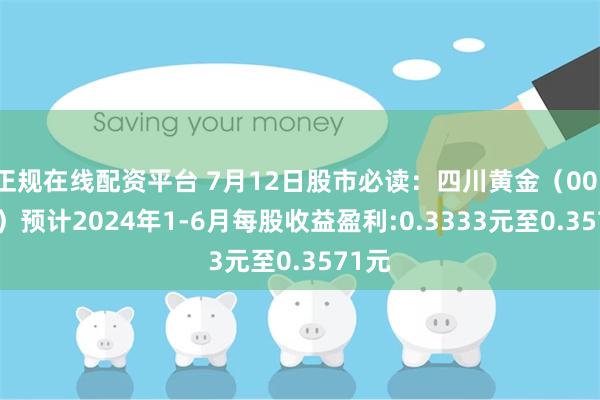 正规在线配资平台 7月12日股市必读：四川黄金（001337）预计2024年1-6月每股收益盈利:0.3333元至0.3571元