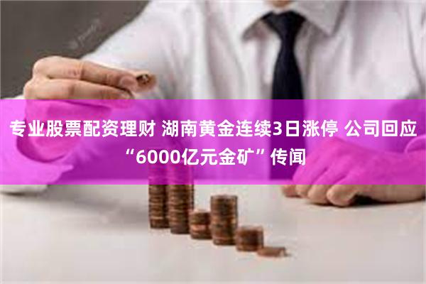 专业股票配资理财 湖南黄金连续3日涨停 公司回应“6000亿元金矿”传闻